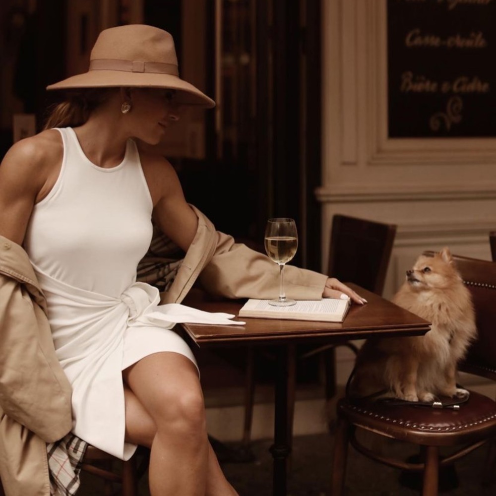 White wrap dress by Audrey Leighton